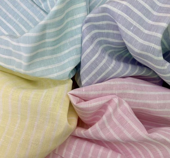 Yarn Dyed Striped Linen Fabric by the yard, Multiple Colors Available