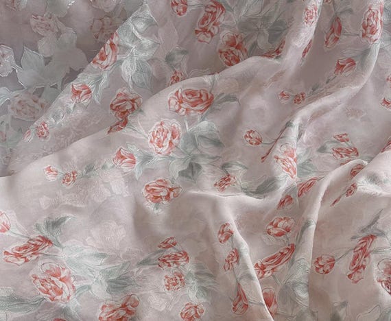 Jacquard floral silk fabric by the yard #257143