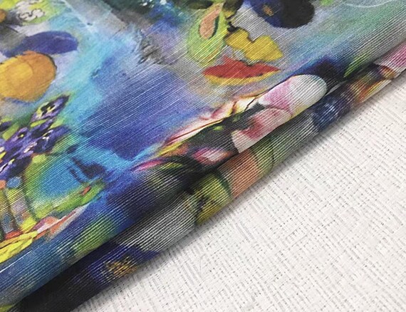 Print Silk linen fabric by the yard