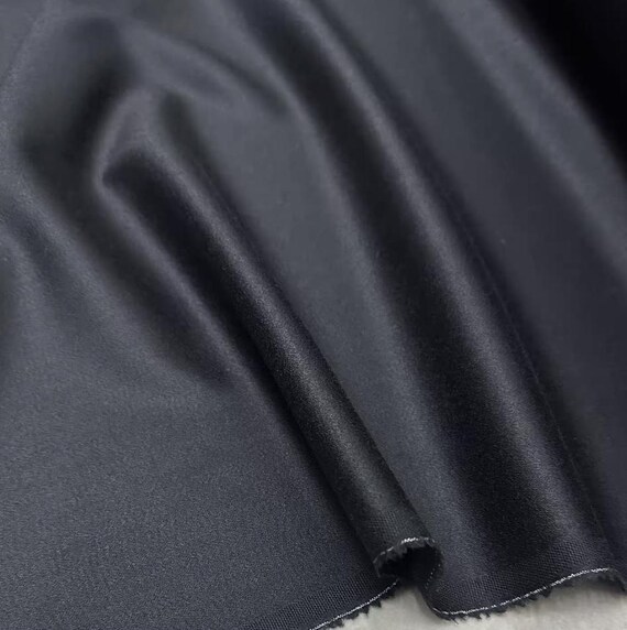Black Silk Wool Worsted Fabric by the yard
