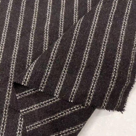 Striped wool fabric by the yard