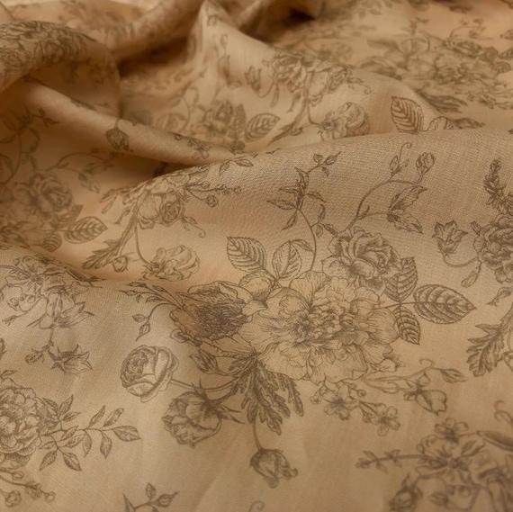 Floral Print ramie fabric by the yard