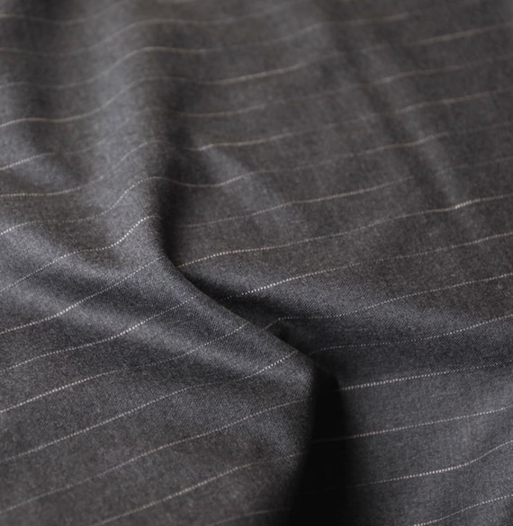 Striped Worsted Wool fabric by the yard