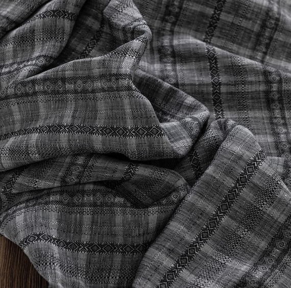 Jacquard linen fabric by the yard