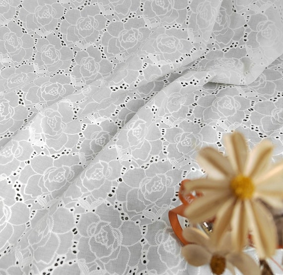 Embroidery cotton fabric By the yard