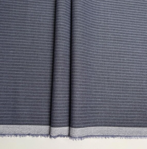 Striped Worsted wool fabric by the yard