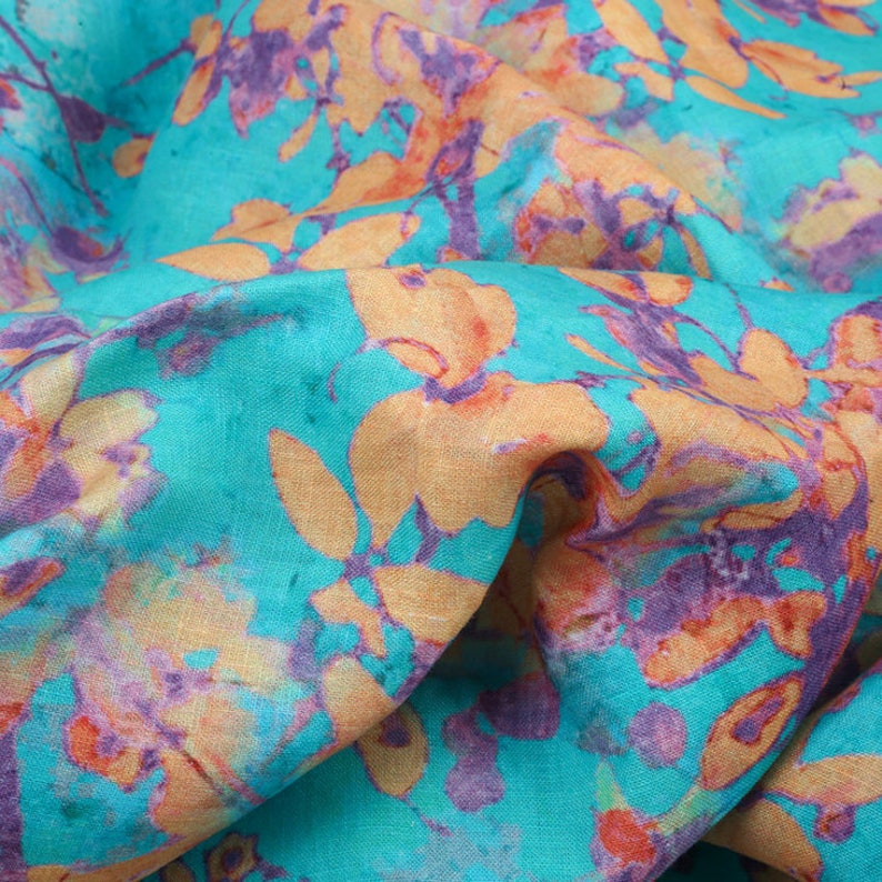 pattern linen fabric by the yard for blouses 100/% linen printed fabric coats,curtains skirts Digital print floral linen dresses,pants