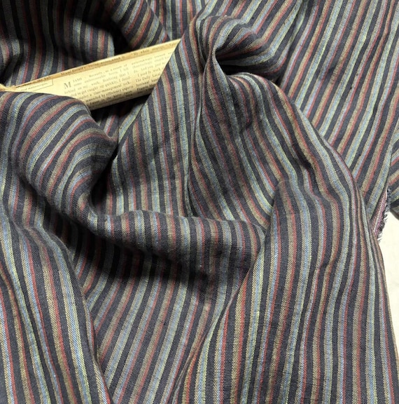Striped linen fabric by the yard