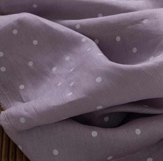 Polka Dot Print linen fabric by the yard