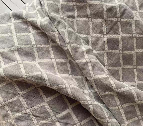 Extra Wide Jacquard Linen Fabric by the yard - 280cm Wide