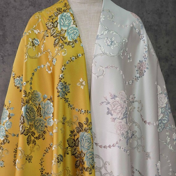 Jacquard floral fabric by the yard