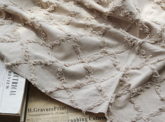 Jacquard linen cotton fabric by the yard