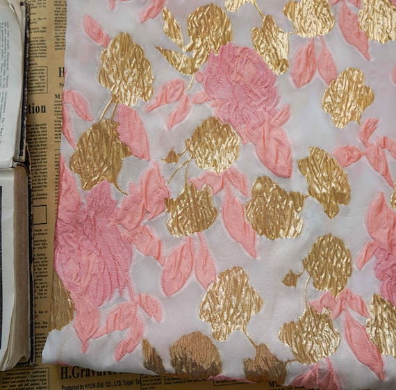 Jacquard floral fabric by the yard