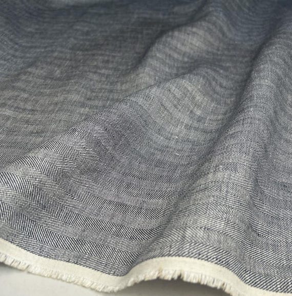 Herringbone linen fabric by the yard