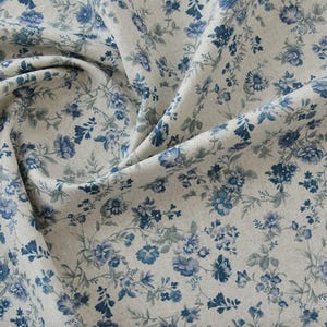 Print floral linen cotton fabric by the yard