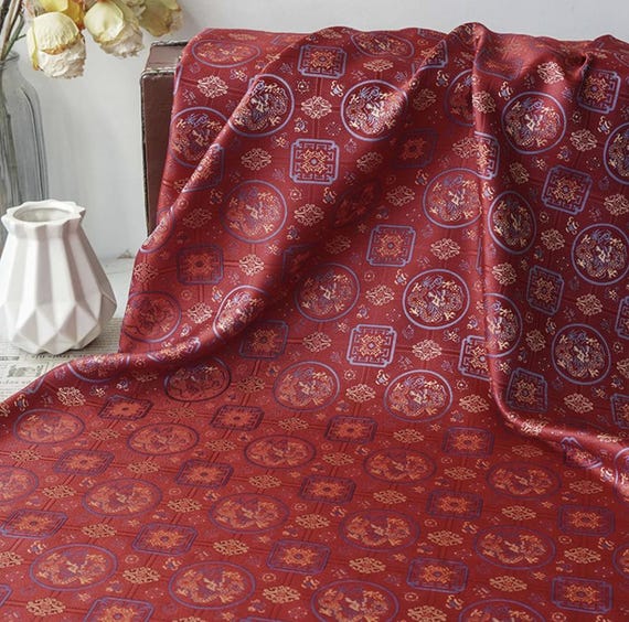 Jacquard brocade fabric by the yard