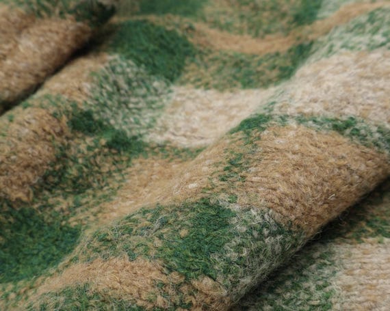 Plaid Knit wool fabric by the yard