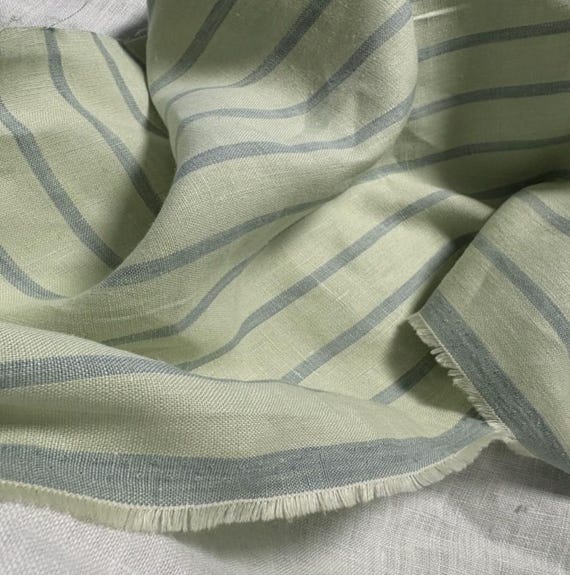 Striped linen fabric by the yard