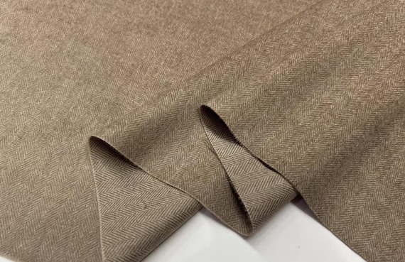 Herringbone Silk wool camel hair fabric by the yard