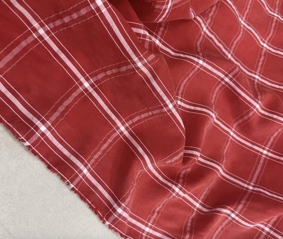 Plaid cupro fabric by the yard