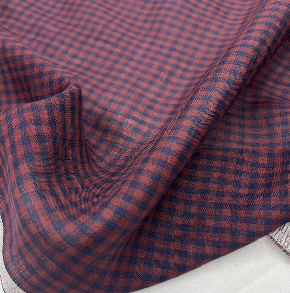 Yarn dyed linen fabric, plaid checks gingham checkered linen fabric by the yard