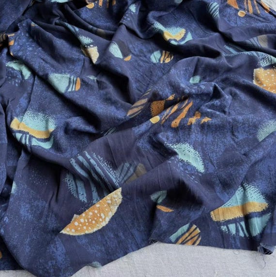 Print tencel linen fabric by the yard