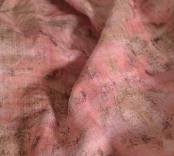 Print floral ramie fabric by the yard