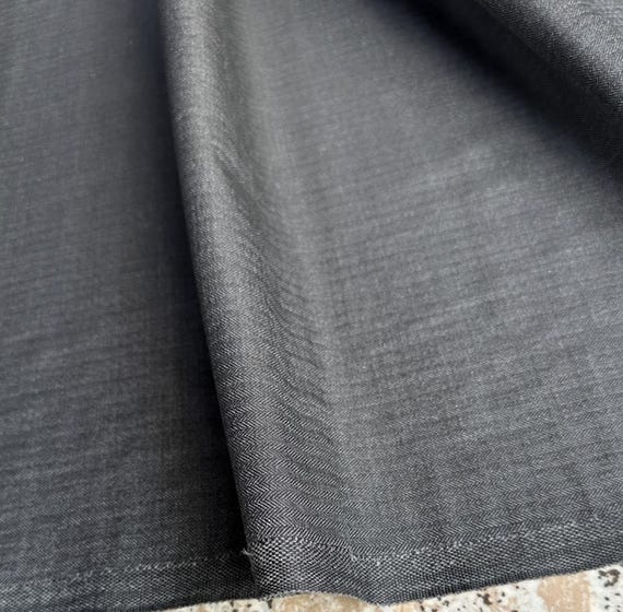 Herringbone silk wool fabric by the yard