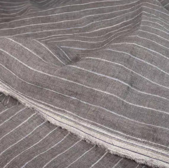 Striped linen fabric by the yard