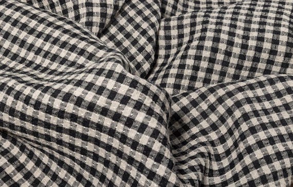 Jacquard plaid linen fabric by the yard
