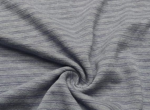 Striped hemp organic cotton knit fabric by the yard