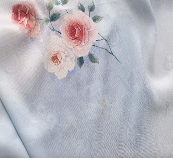 Flowers floral print silk fabric by the yard