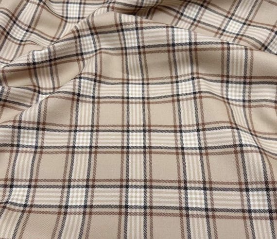 Plaid Worsted Wool fabric by the yard Suiting Fabric