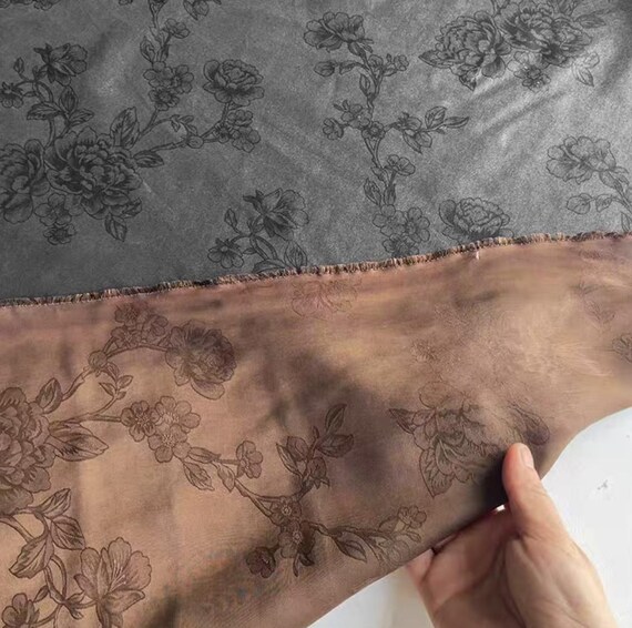 Jacquard Gambiered silk fabric by the yard