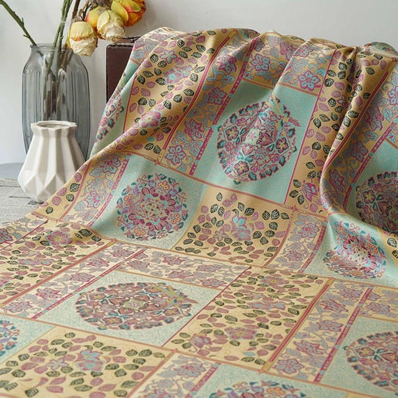 Jacquard brocade fabric by the yard