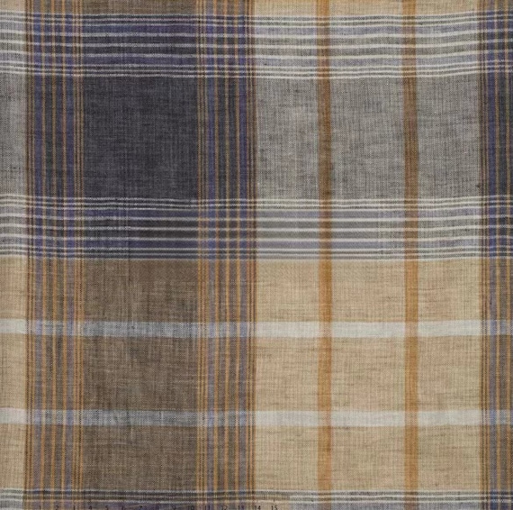 Plaid linen fabric by the yard