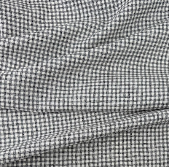 Small Checks Plaid Worsted Wool fabric by the yard