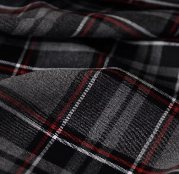 Plaid worsted wool fabric by the yard