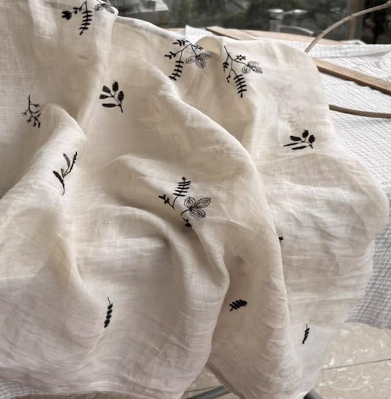 Embroidery ramie fabric by the yard