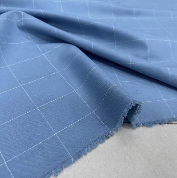 Jacquard Plaid Silk wool fabric by the yard