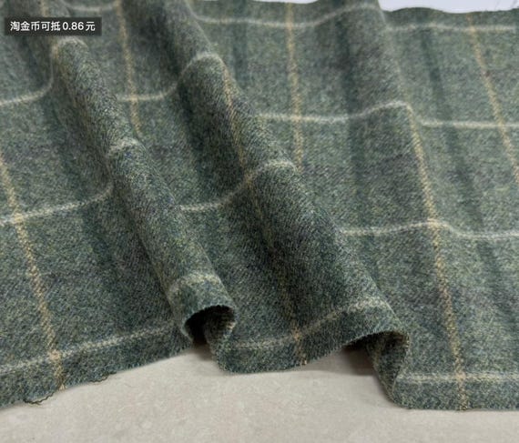 Plaid Wool fabric by the yard