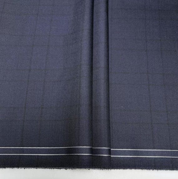 Plaid Worsted wool fabric by the yard