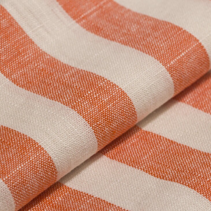 Striped linen viscose fabric by the yard Etsy