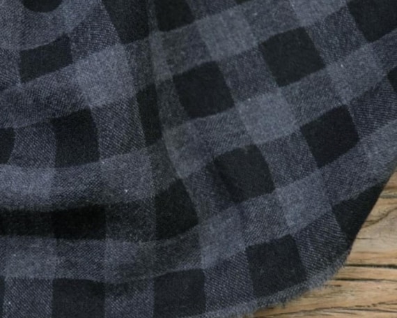 Plaid Wool linen fabric by the yard