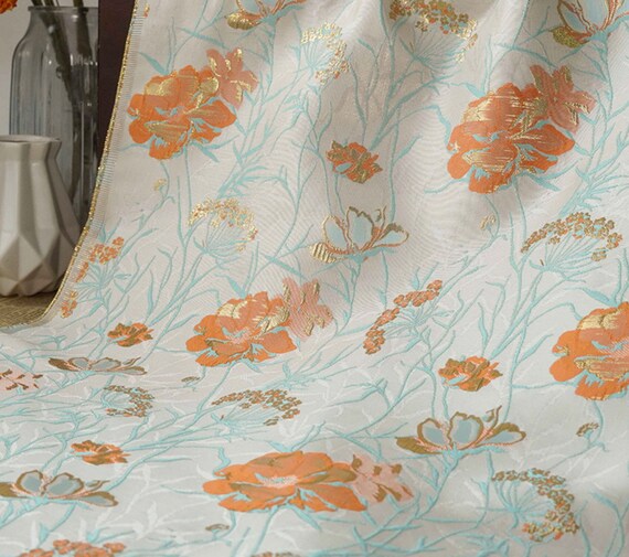Jacquard brocade fabric by the yard