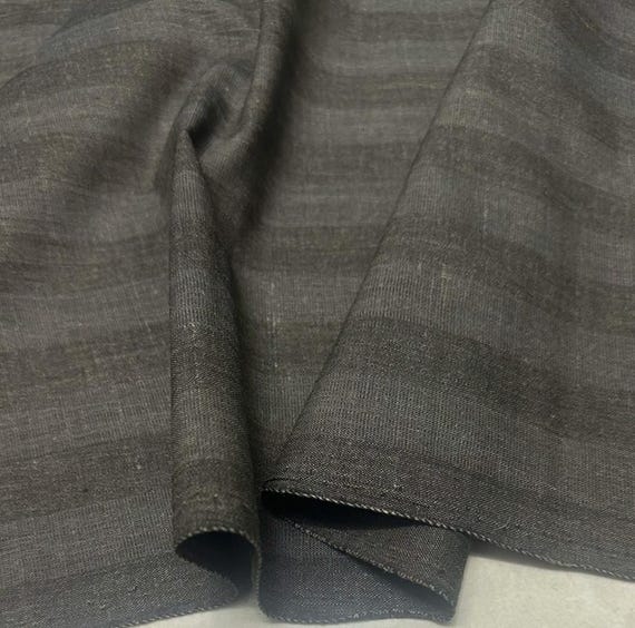 Striped Wool linen fabric by the yard