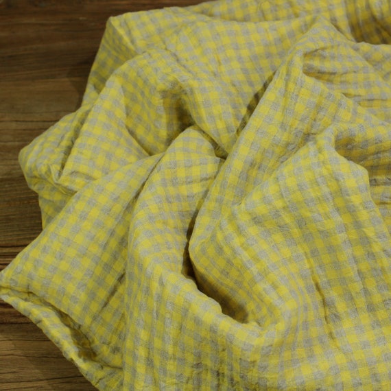 Yarn Dyed Plaid Linen Fabric by the Yard Etsy