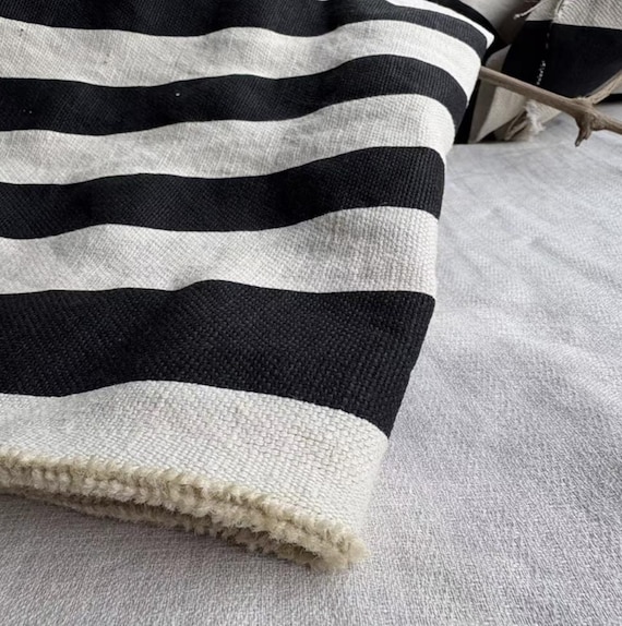 Striped Heavy Weight Hemp fabric by the yard