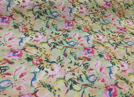 Print Silk linen fabric by the yard