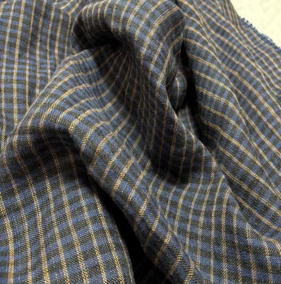 Plaid linen fabric by the yard